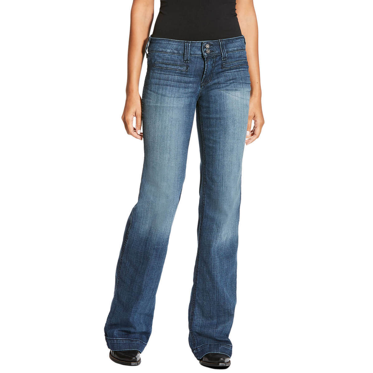 Ariat Women's Ella Trouser Mid Rise Wide Leg Denim Casual Jeans ...