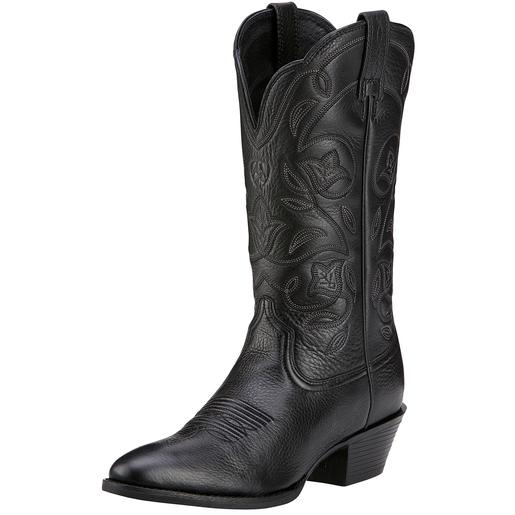 Ariat Women's Heritage R-Toe Western Boots - Black Deertan 10