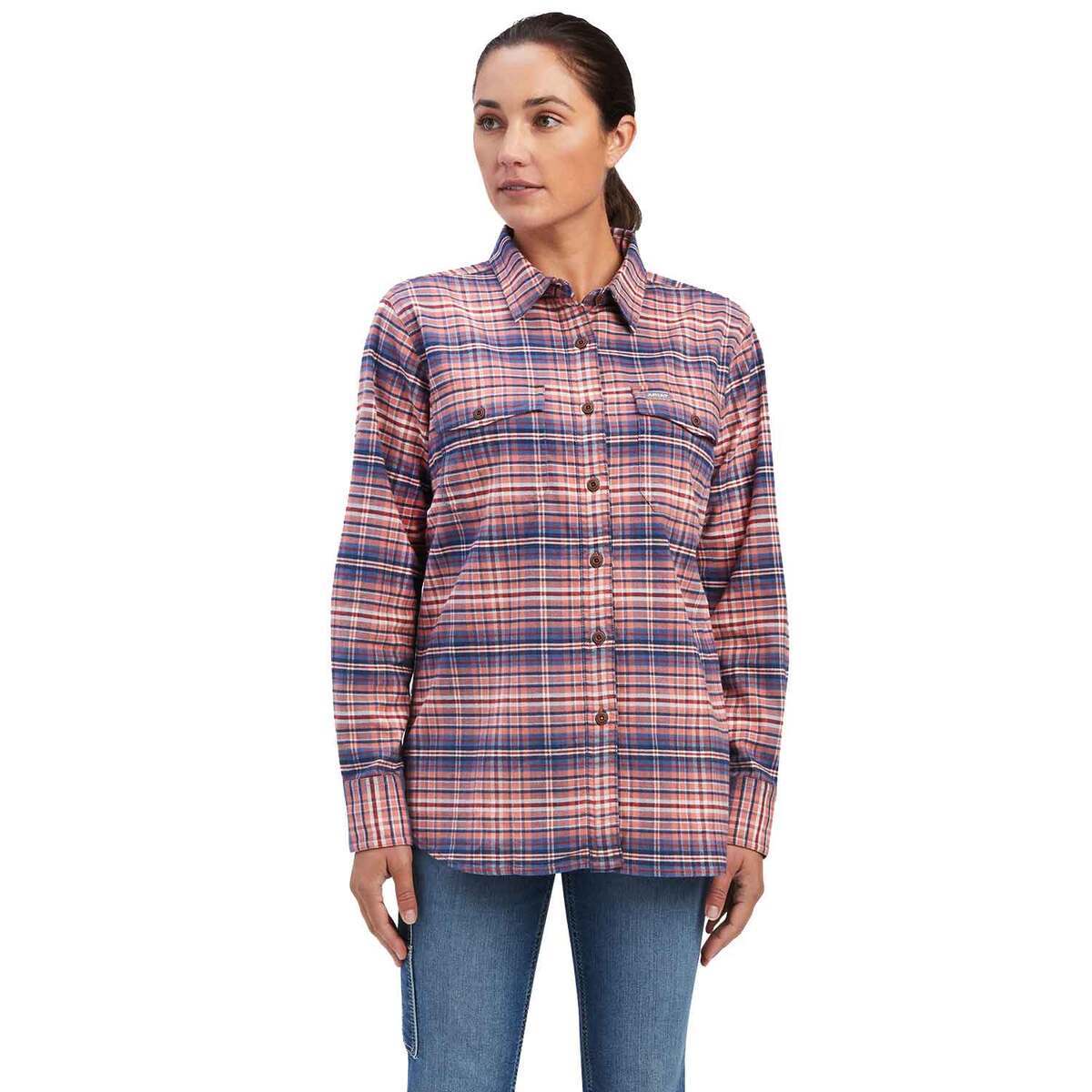 Ariat Women's Rebar DuraStretch Flannel Long Sleeve Work Shirt Ariat Women's Rebar DuraStretch Flannel Long Sleeve Work Shirt