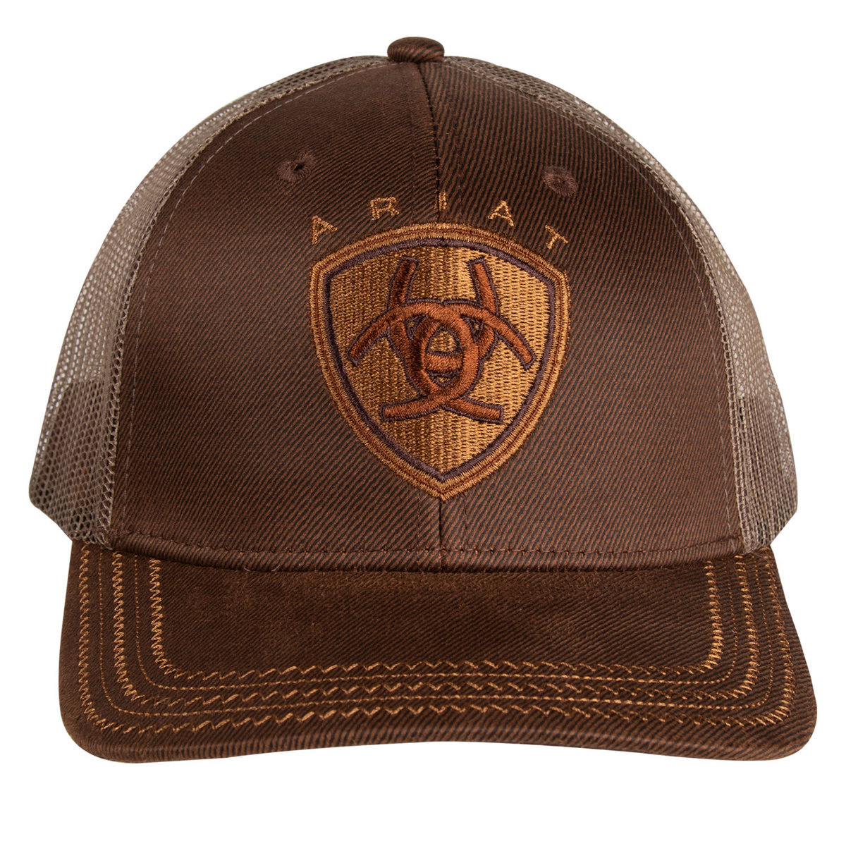 Ariat Men's Oilskin Mesh Hat - Brown - Brown One Size Fits Most Ariat Men's Oilskin Mesh Hat - Brown - Brown One Size Fits Most