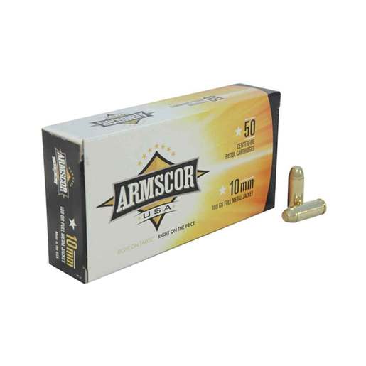 Armscor USA 10mm Auto 180gr FMJ Handgun Ammo Ammo - 50 Rounds 50 Rounds Ammo