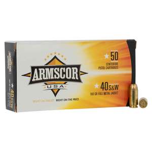 Armscor USA 40 S&W 180gr FMJ Handgun Ammo - 50 Rounds