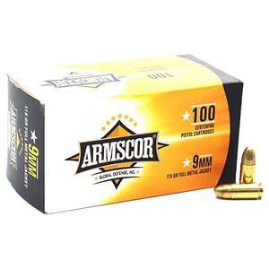 Armscor Precision 9mm Luger 115gr FMJ Handgun Ammo - 100 Rounds