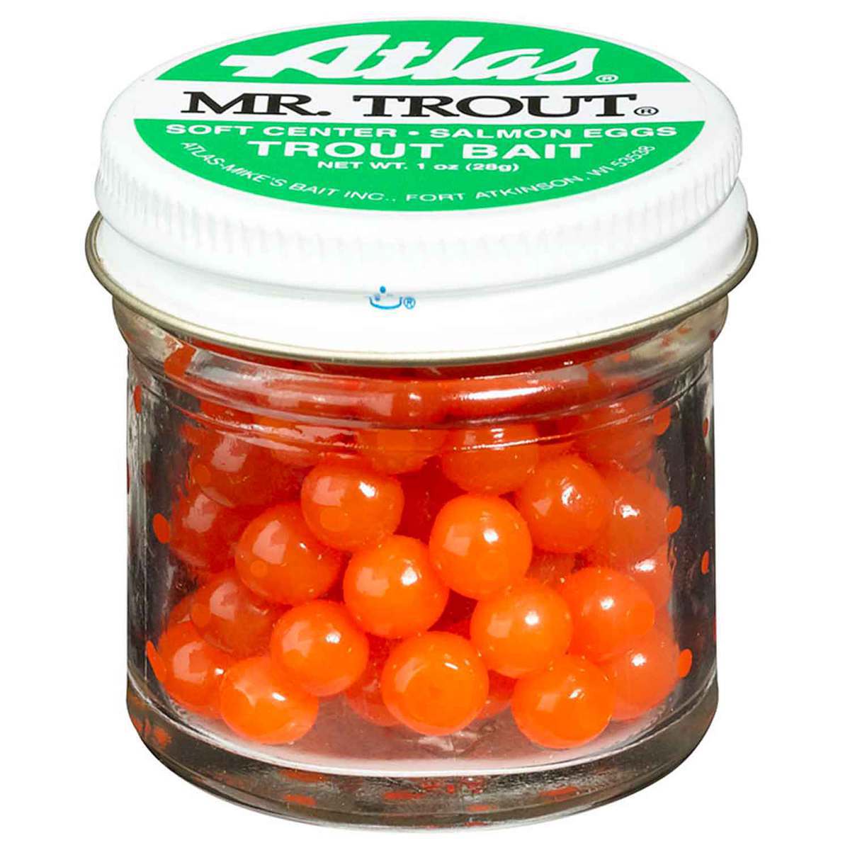 Atlas Mike's Mr. Trout Cured Salmon Eggs - Orange, 1oz - Orange 1oz Atlas Mike's Mr. Trout Cured Salmon Eggs - Orange, 1oz - Orange 1oz