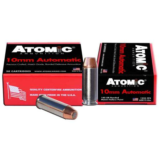 Atomic Ammunition Pistol 10mm Auto 180Gr BMHP Handgun Ammo Ammo - 20 Rounds 20 Rounds Ammo