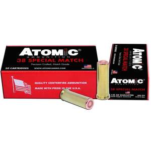 Atomic Ammunition Match 38 Special 148Gr HBWC Handgun Ammo - 50 Rounds