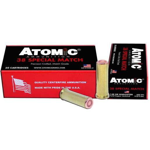 Atomic Ammunition Match 38 Special 148Gr HBWC Handgun Ammo – 50 Rounds