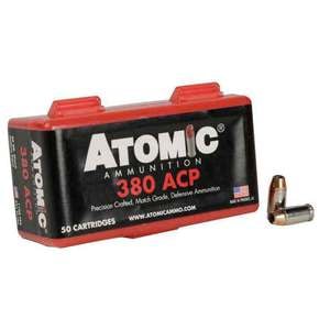 Atomic Ammunition Defensive 380 Auto (ACP) 90gr HP Handgun Ammo - 50 Rounds