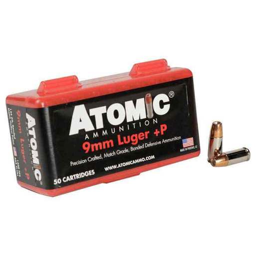 Atomic Ammunition Defensive 9mm Luger +P 124gr HP Handgun Ammo – 50 Rounds
