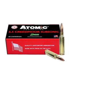 Atomic Ammunition Subsonic 6.5 Creedmoor 130gr Hollow Point Boat Tail Centerfire Ammo - 20 Count