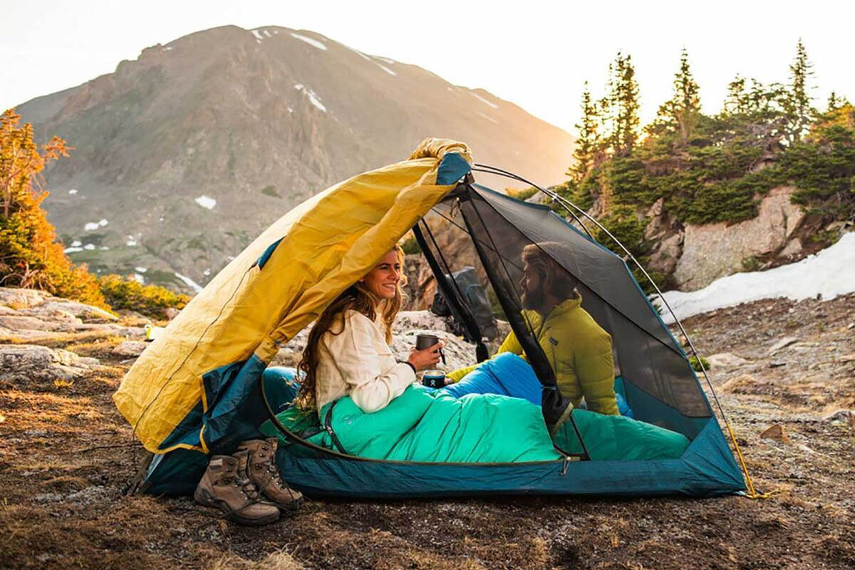 couple in backpacking tent