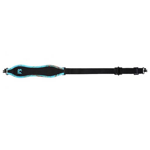 Bandera Chaparral Padded Nylon Rifle Sling - Black with Teal Trim - Black 25in-38in