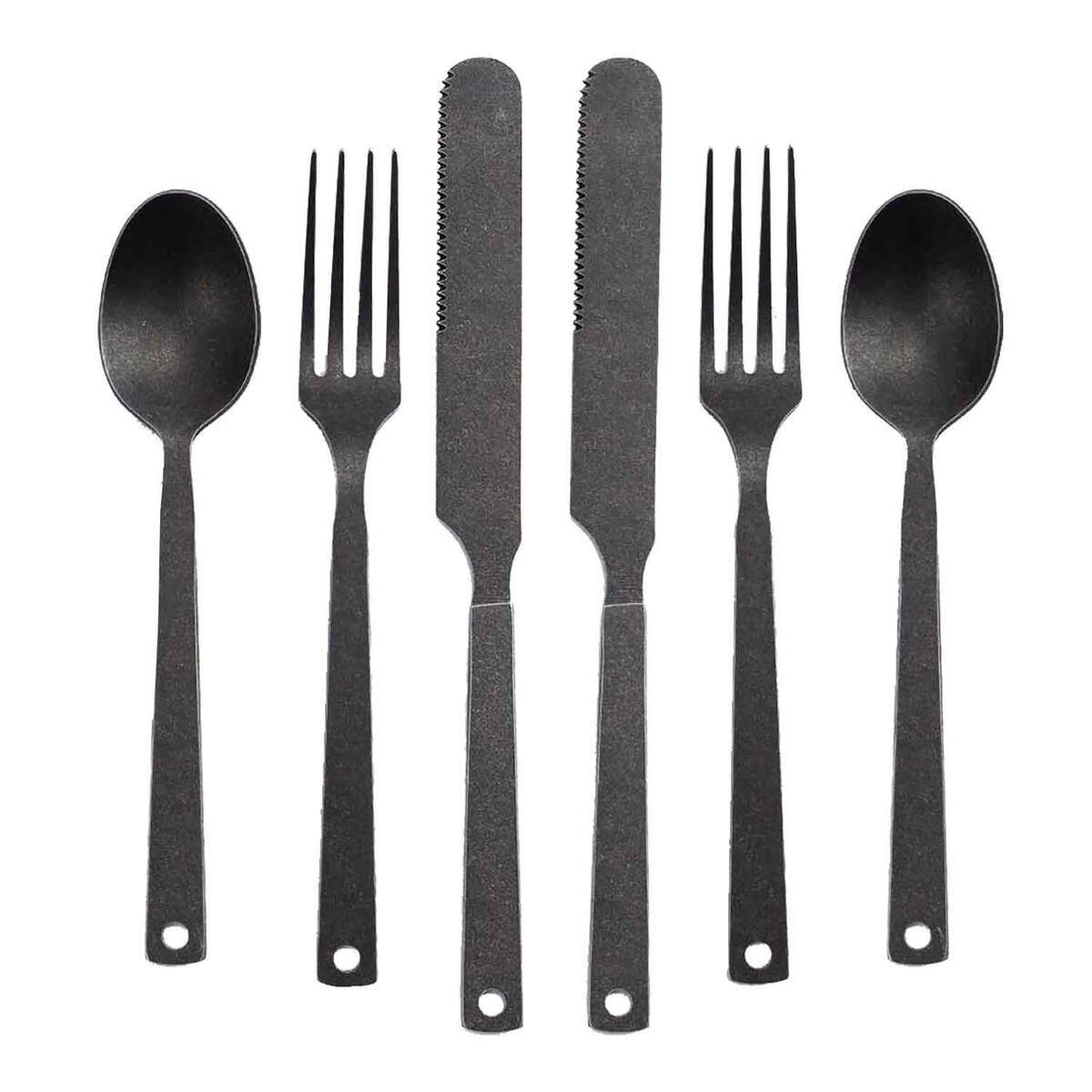 Barebones Matte Flatware 6 Piece Utensil Set - Black Barebones Matte Flatware 6 Piece Utensil Set - Black
