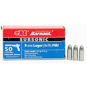 Barnaul Subsonic 9mm Luger 151gr Handgun Ammo - 50 Rounds