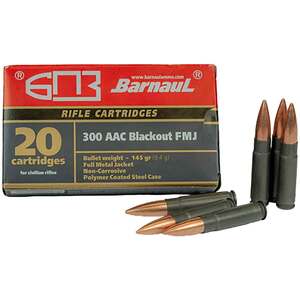 Barnaul Target 300 AAC Blackout 145gr Full Metal Jacket Centerfire Rifle Ammo - 20 Rounds
