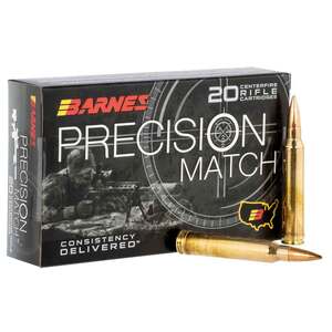 Barnes Bullets Precision Match 300 Winchester Magnum 220gr OTMBT Rifle Ammo - 20 Rounds