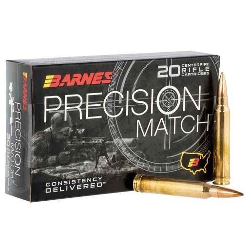 Barnes Bullets Precision Match 300 Winchester Magnum 220gr OTMBT Rifle Ammo Ammo - 20 Rounds 20 Rounds Ammo