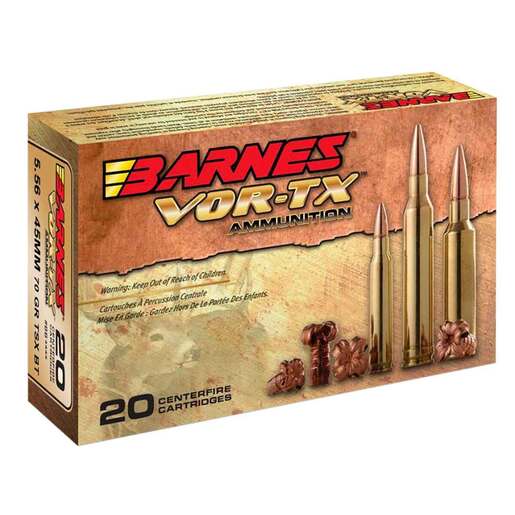 Barnes Bullets VOR-TX 5.56x45mm NATO 70gr TSXBT Rifle Ammo Ammo - 20 Rounds 20 Rounds Ammo