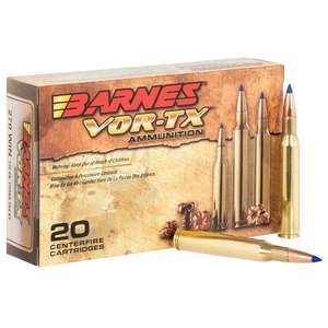 Barnes VOR-TX 270 Winchester 130gr TTSX BT Rifle Ammo - 20 Rounds Barnes VOR-TX 270 Winchester 130gr TTSX BT Rifle Ammo - 20 Rounds