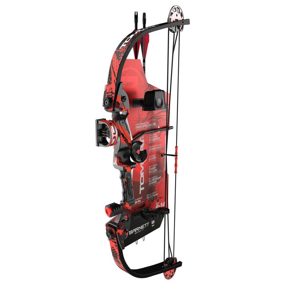 Barnett Tomcat G3 17-22lbs Right Hand Red Youth Compound Bow - Package - Red Barnett Tomcat G3 17-22lbs Right Hand Red Youth Compound Bow - Package - Red