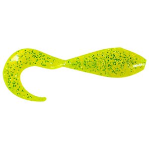 Bass Assassin Curly Shad Panfish Bait - Chartreuse / Silver Glitter, 2in, 10pk