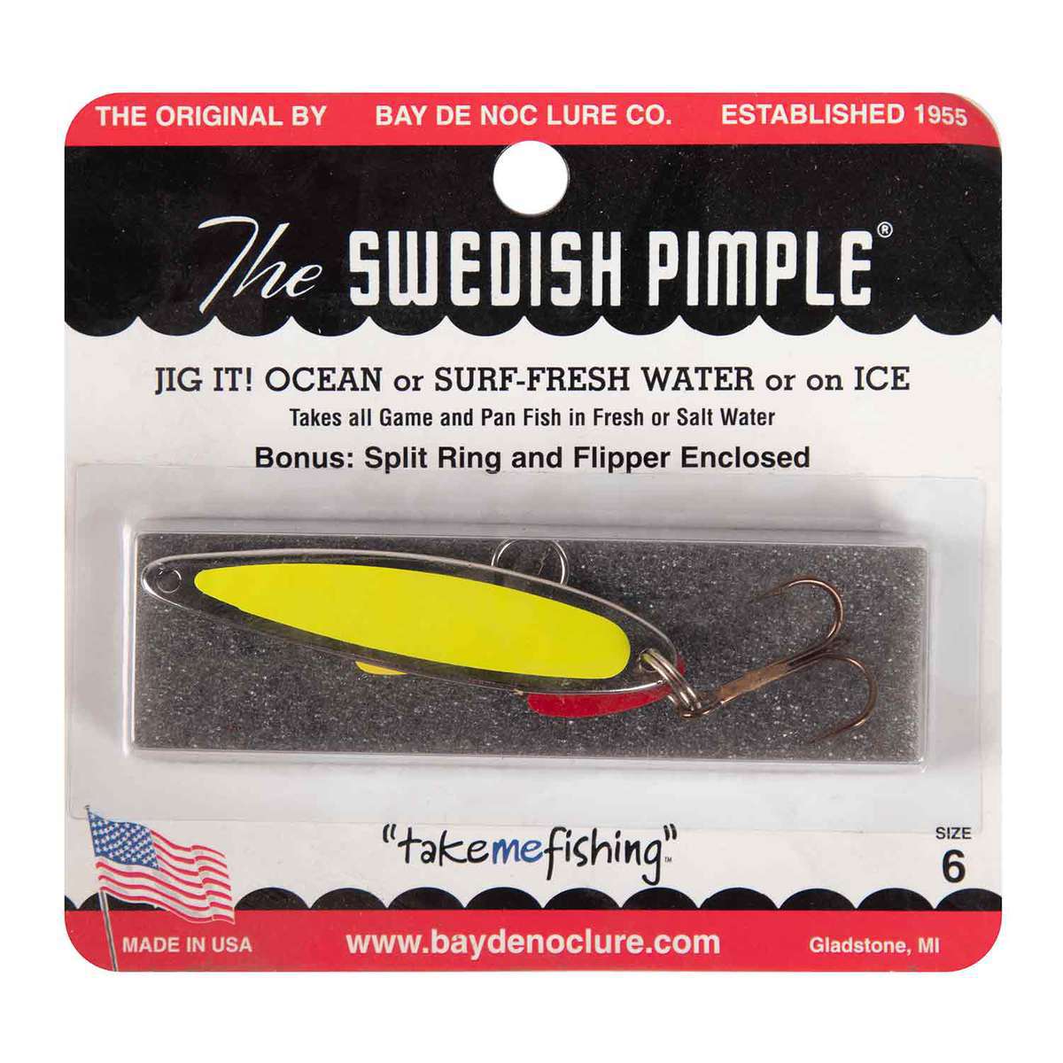 Bay de Noc Swedish Pimple All Season Ice Lure - Nickel/FLR Yellow Stripe, 1/2oz - Nickel/FLR Yellow Stripe Bay de Noc Swedish Pimple All Season Ice Lure - Nickel/FLR Yellow Stripe, 1/2oz - Nickel/FLR Yellow Stripe