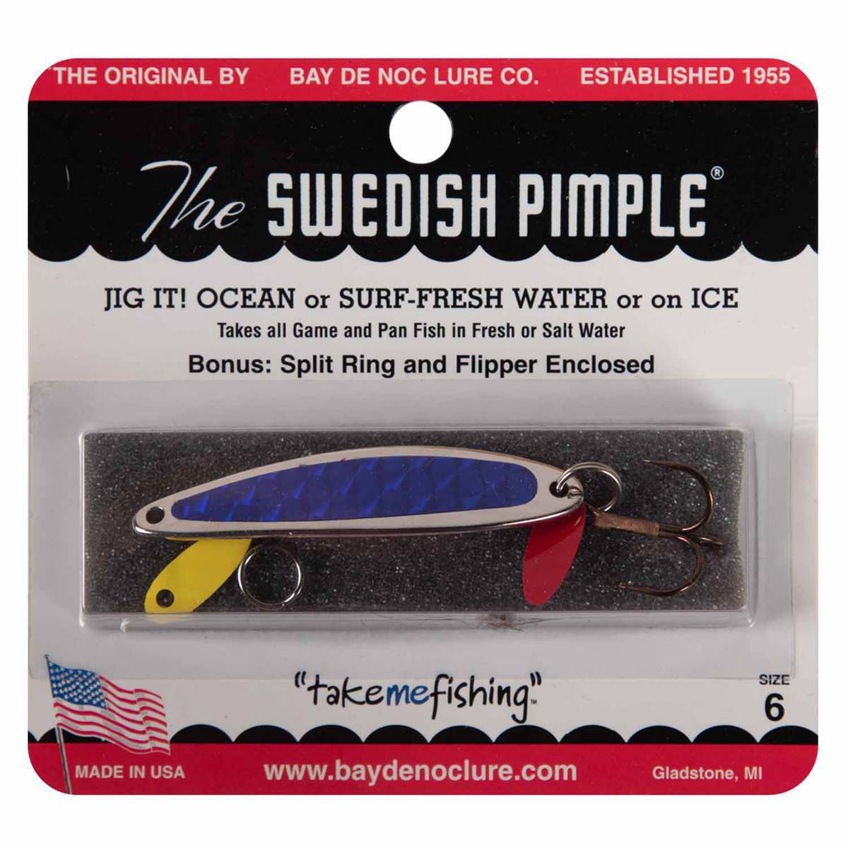 Bay de Noc Swedish Pimple All Season Ice Lure - Nickel/Blue Prism Tape, 1/2oz - Nickel/Blue Prism Tape Bay de Noc Swedish Pimple All Season Ice Lure - Nickel/Blue Prism Tape, 1/2oz - Nickel/Blue Prism Tape