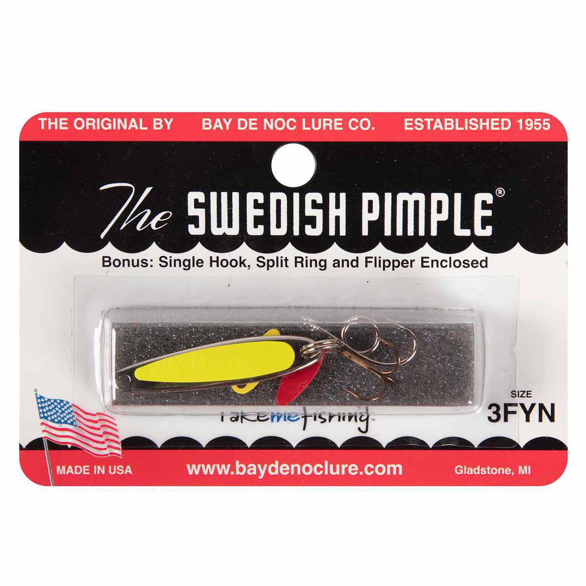 Bay de Noc Swedish Pimple All Season Ice Fishing Spoon - Nickel/FLR Yellow Stripe, 1/5oz - Nickel/FLR Yellow Stripe Bay de Noc Swedish Pimple All Season Ice Fishing Spoon - Nickel/FLR Yellow Stripe, 1/5oz - Nickel/FLR Yellow Stripe