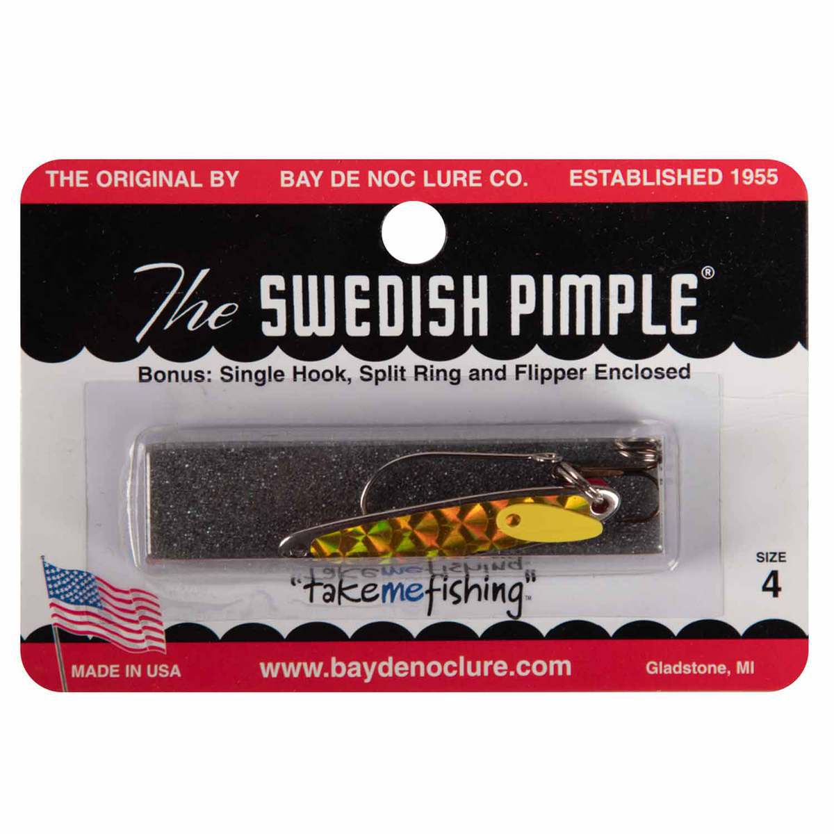 Bay de Noc Swedish Pimple All Season Ice Lure - Nickel/Yellow Prism Tape, 1/4oz - Nickel/Yellow Prism Tape Bay de Noc Swedish Pimple All Season Ice Lure - Nickel/Yellow Prism Tape, 1/4oz - Nickel/Yellow Prism Tape