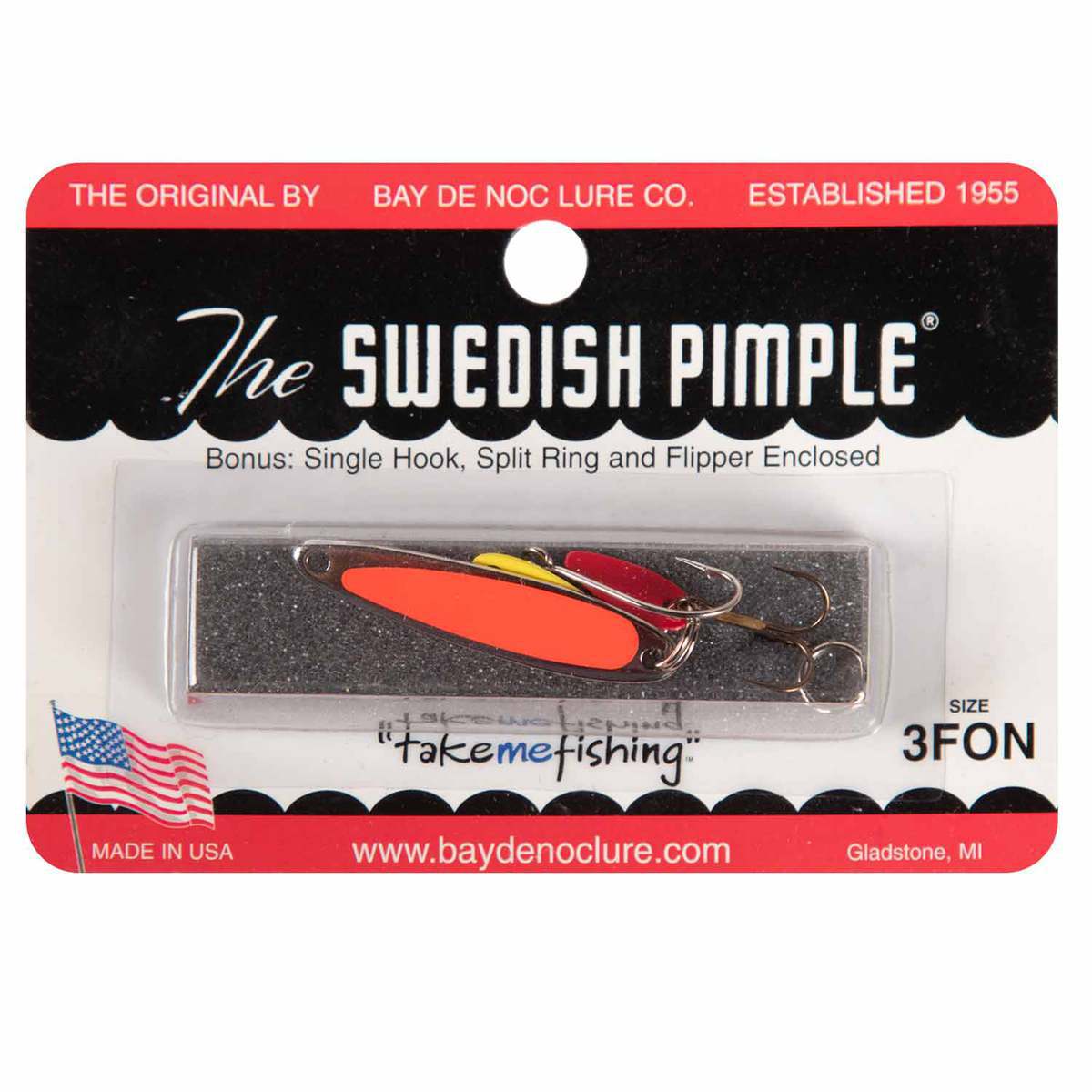 Bay de Noc Swedish Pimple Ice Fishing Lure - Nickel/Fluorescent Orange Tape, 1/5oz - Nickel/Fluorescent Orange Tape Bay de Noc Swedish Pimple Ice Fishing Lure - Nickel/Fluorescent Orange Tape, 1/5oz - Nickel/Fluorescent Orange Tape