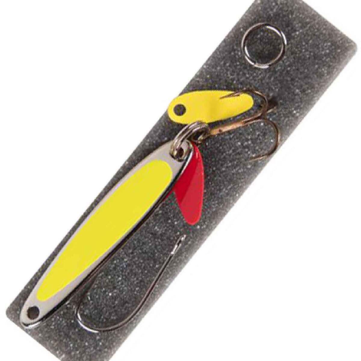 Bay de Noc Swedish Pimple All Season Ice Fishing Spoon - Nickel/FLR Yellow Stripe, 1/5oz - Nickel/FLR Yellow Stripe Bay de Noc Swedish Pimple All Season Ice Fishing Spoon - Nickel/FLR Yellow Stripe, 1/5oz - Nickel/FLR Yellow Stripe