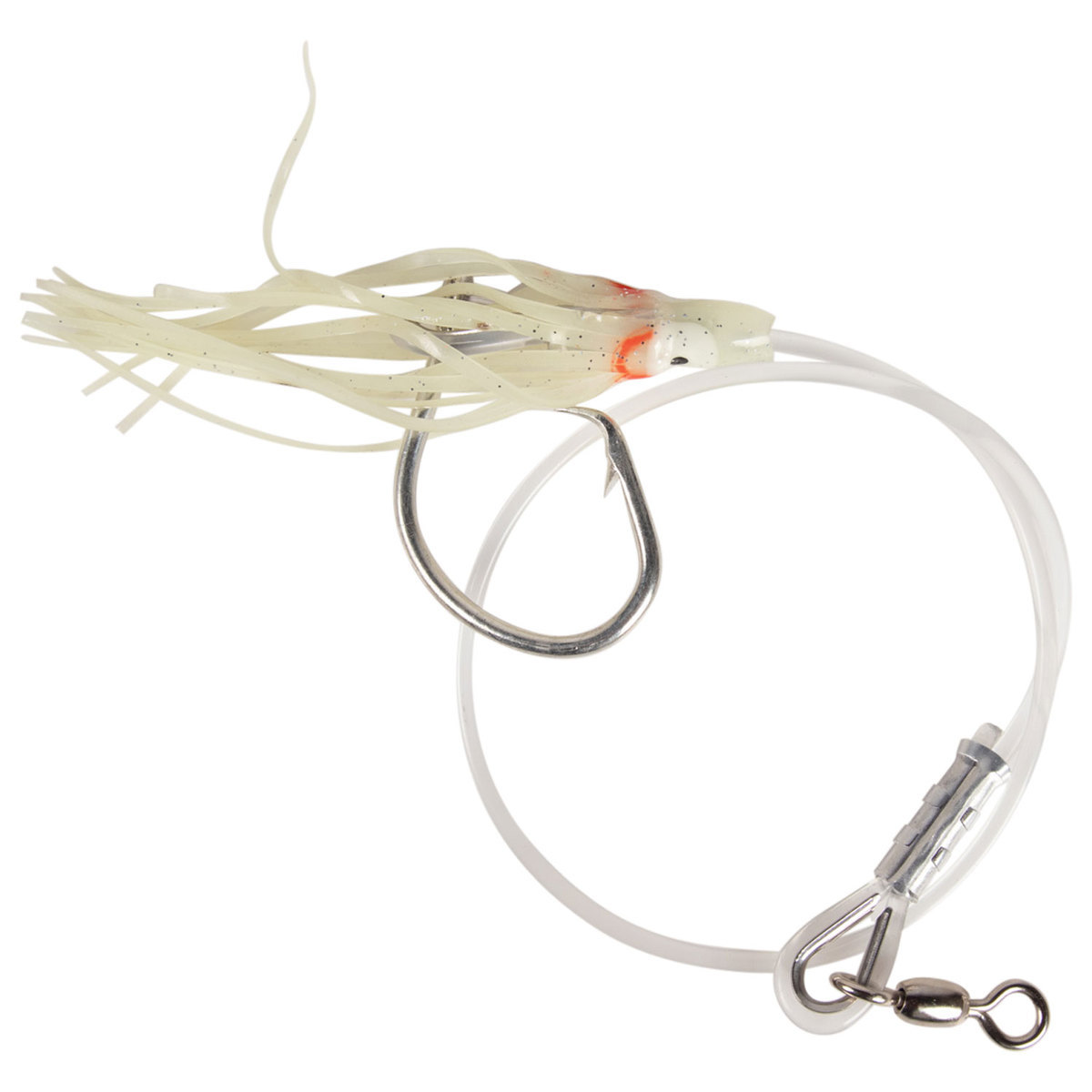 Multiple Hoochie Rigs Beau Mac Halibut Leader 500lb Monofilament with Hoochie Saltwater ...