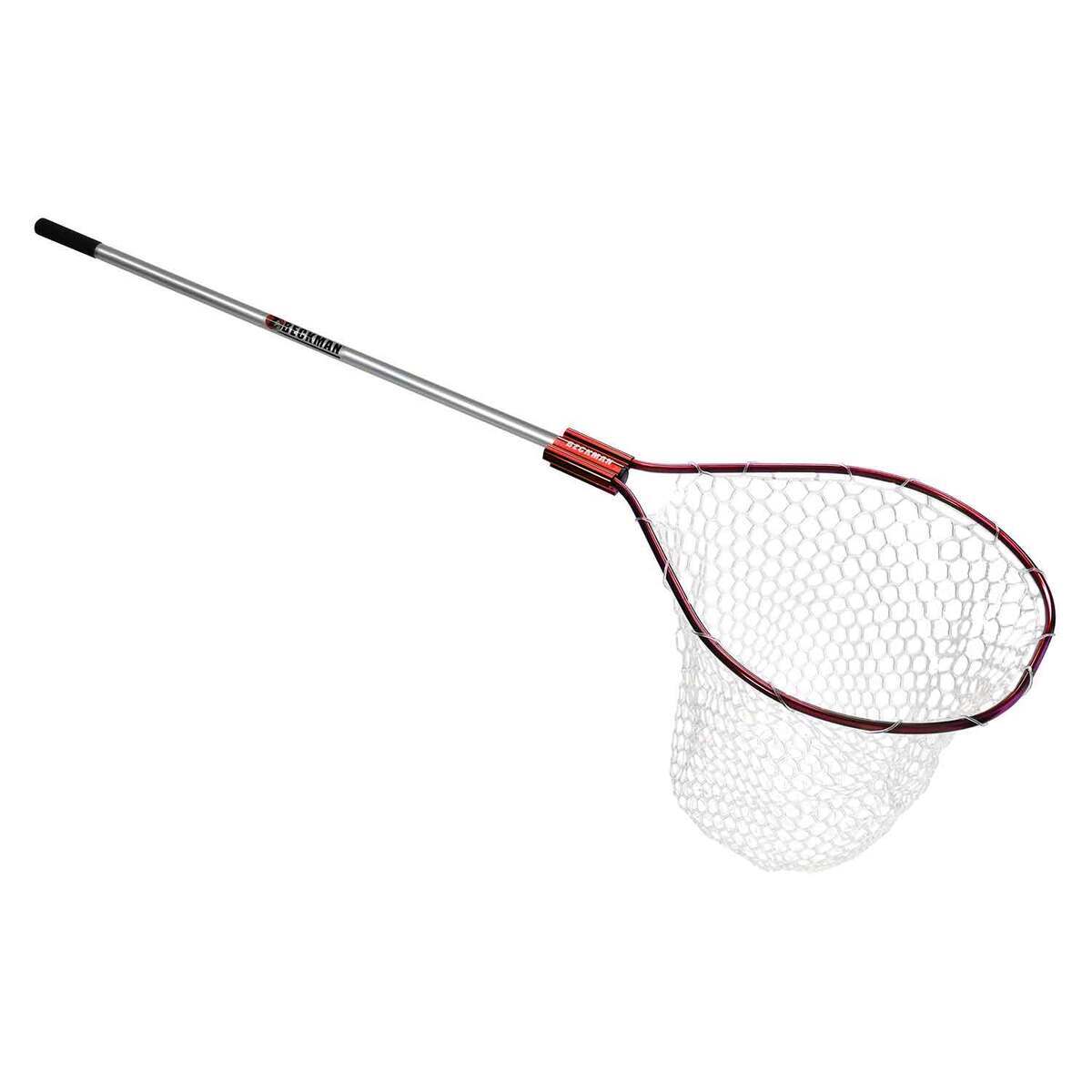 Beckman Adjustable Handle/Rubber Landing Net – Red/Silver, 22in W x 27in L - Red/Silver 22in W x 27in L by Sportsman's Warehouse