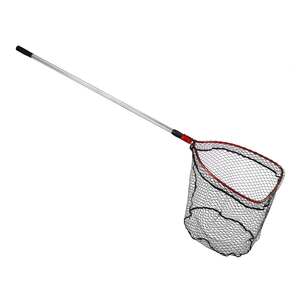 Beckman Adjustable Handle/Coated Nylon Landing Net - Red/Silver, 18in W x 22in L