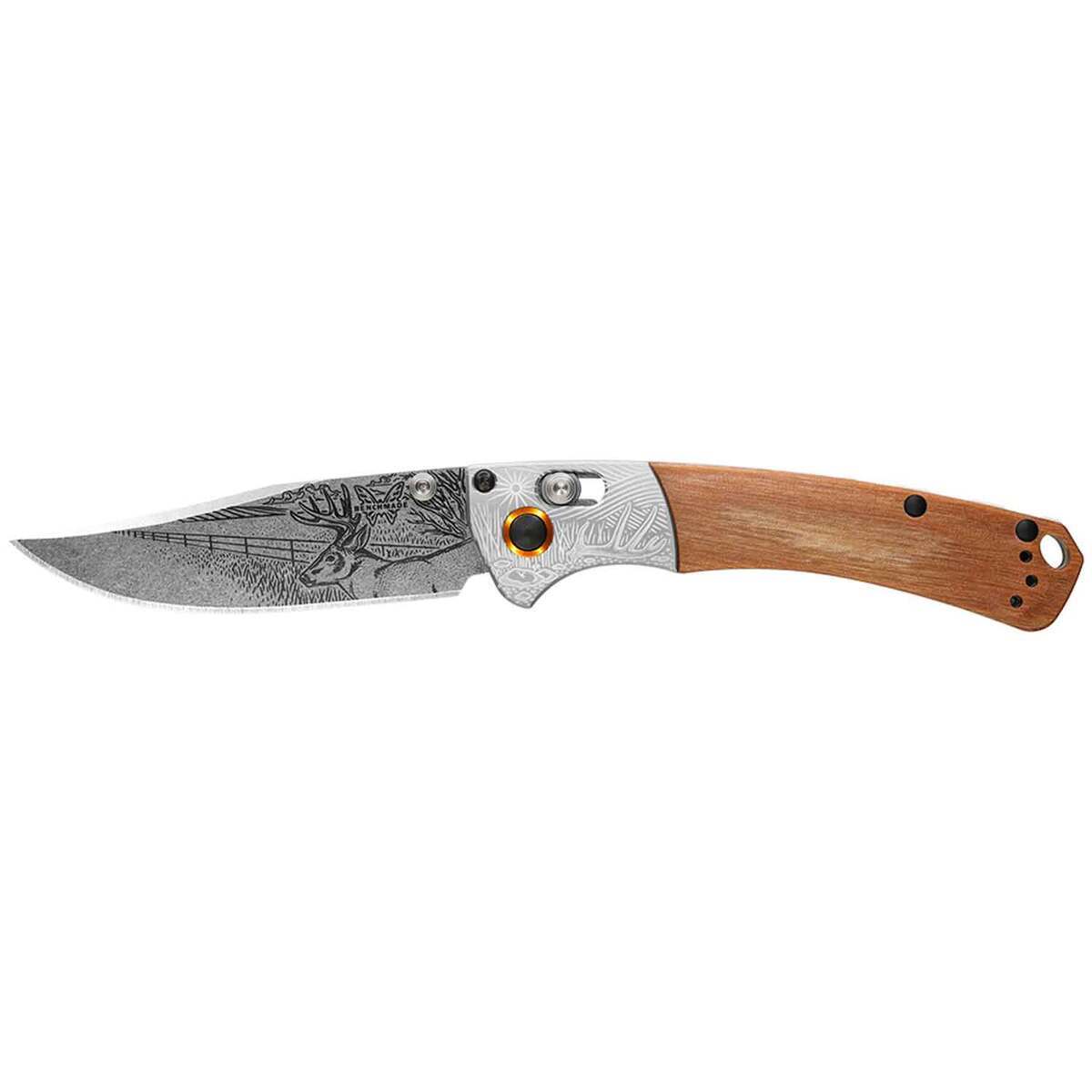 Benchmade Mini Crooked River Limited Casey Underwood Series Whitetail Deer 3.4 inch Folding Knife - Wood Benchmade Mini Crooked River Limited Casey Underwood Series Whitetail Deer 3.4 inch Folding Knife - Wood