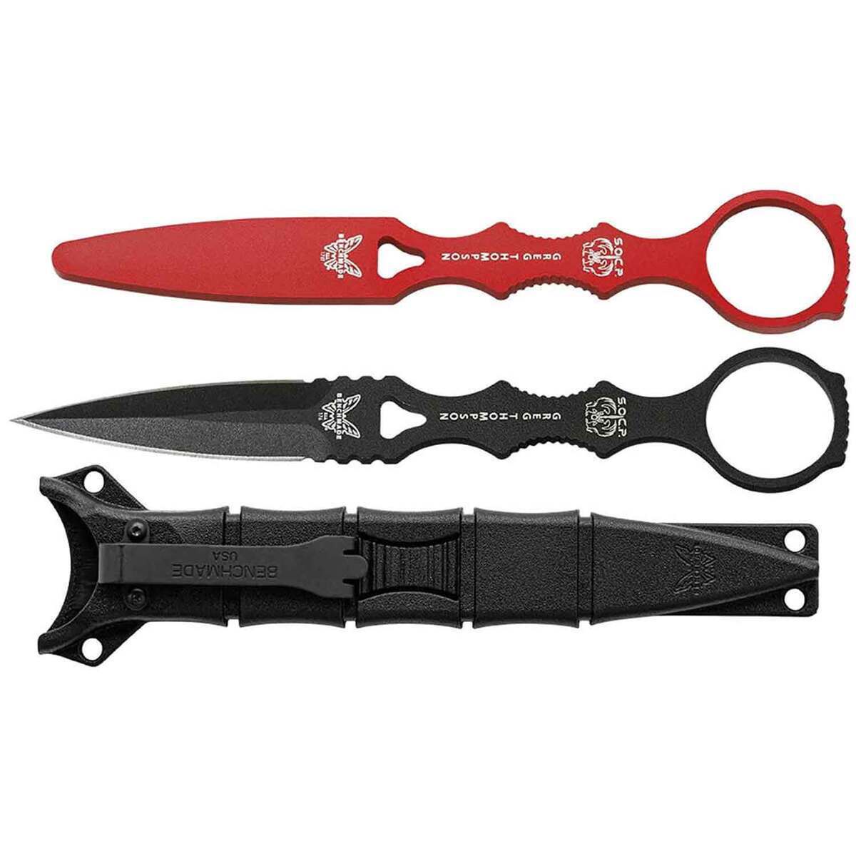 Benchmade SOCP Dagger and Trainer Combo 3.22 inch Fixed Blade Knife - Black/Red Benchmade SOCP Dagger and Trainer Combo 3.22 inch Fixed Blade Knife - Black/Red