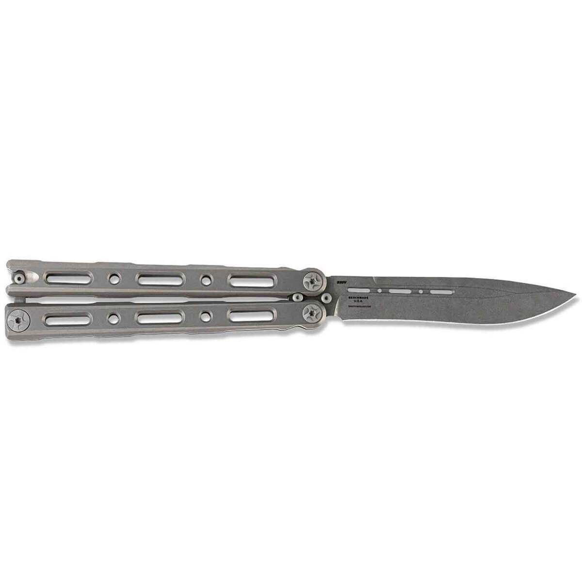 Benchmade 85 Billet Ti Bali-song 4.4 inch Butterfly Knife - Gray Benchmade 85 Billet Ti Bali-song 4.4 inch Butterfly Knife - Gray