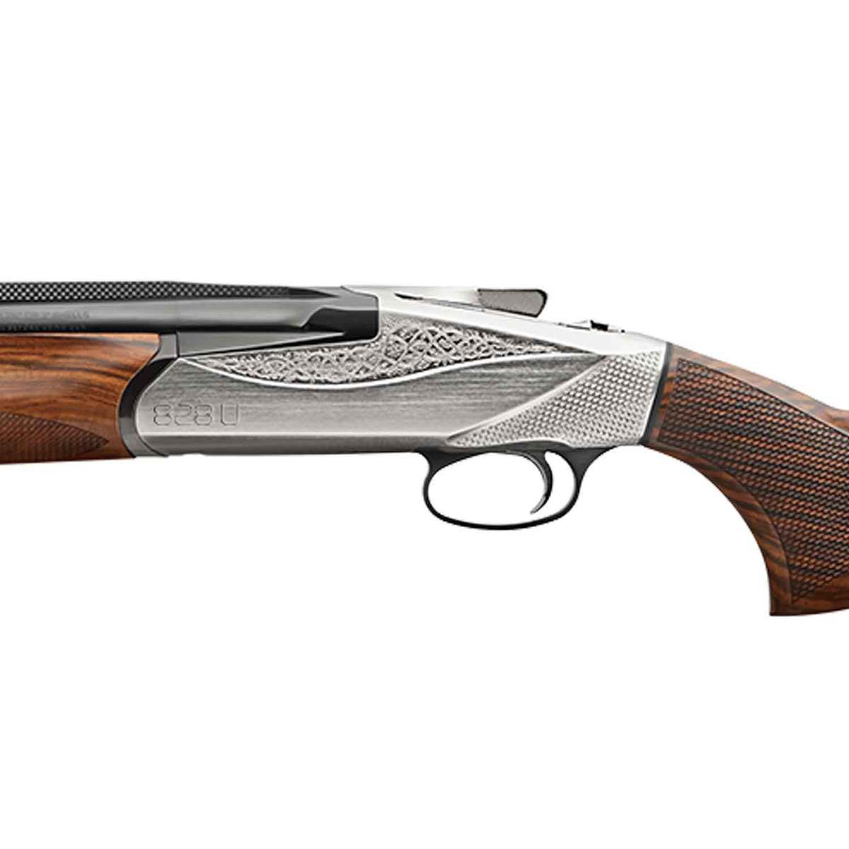 Benelli 828 U Engraved Nickel Plated 12 Gauge 3in Left Hand Over Under Shotgun - 26in - Brown Benelli 828 U Engraved Nickel Plated 12 Gauge 3in Left Hand Over Under Shotgun - 26in - Brown