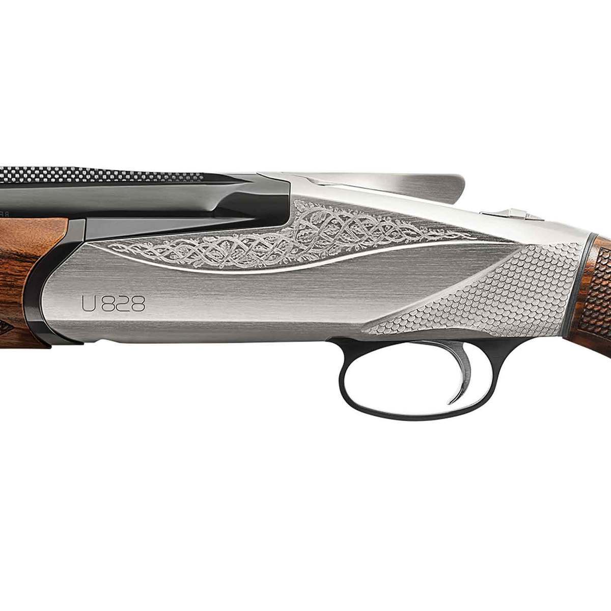 Benelli 828 U Engraved Nickel 12 Gauge 3in Left Hand Over Under Shotgun - 28in - Brown Benelli 828 U Engraved Nickel 12 Gauge 3in Left Hand Over Under Shotgun - 28in - Brown