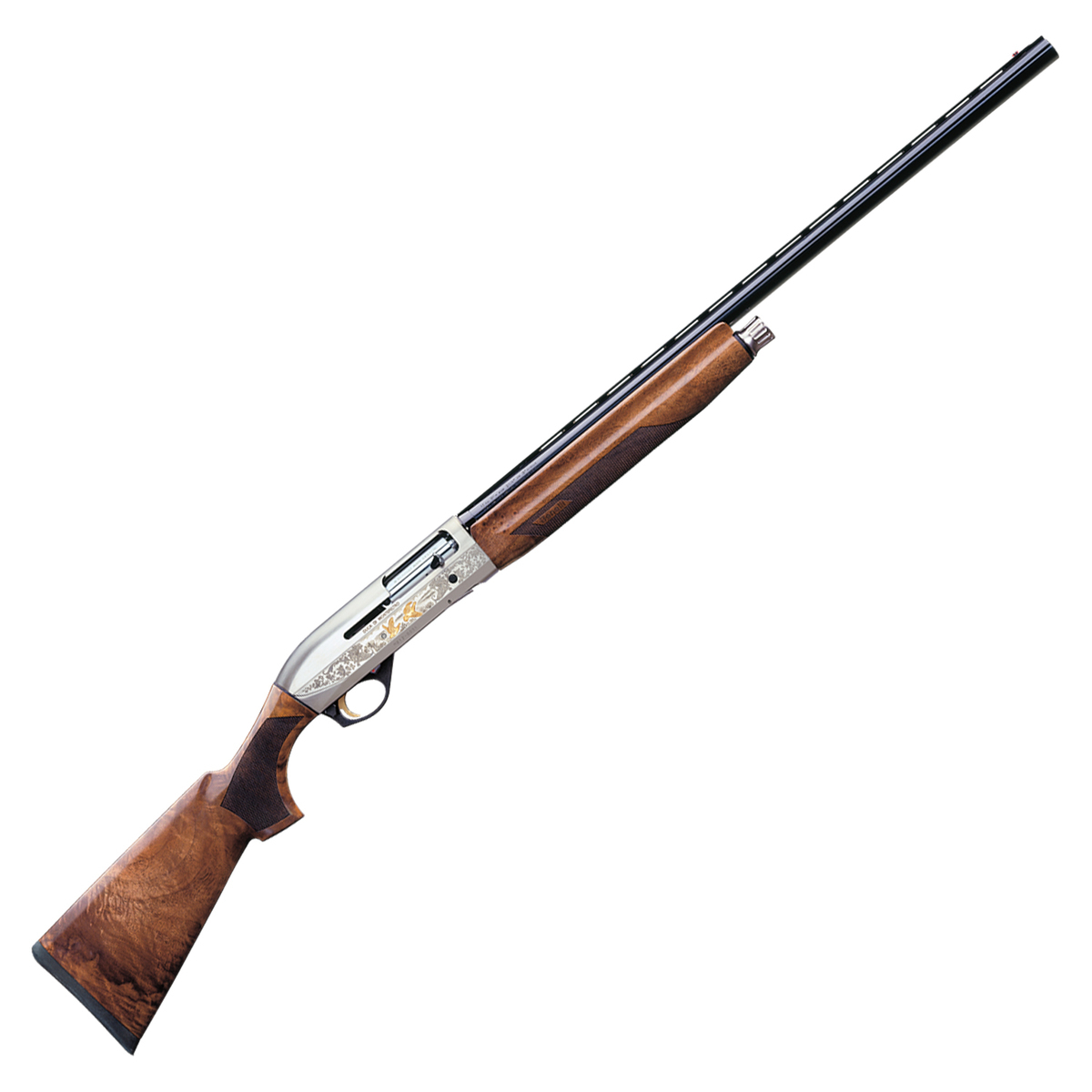 Benelli Montefeltro Silver Nickel-Plated 12 Gauge 3in Semi Automatic Shotgun - 28in - Brown Benelli Montefeltro Silver Nickel-Plated 12 Gauge 3in Semi Automatic Shotgun - 28in - Brown