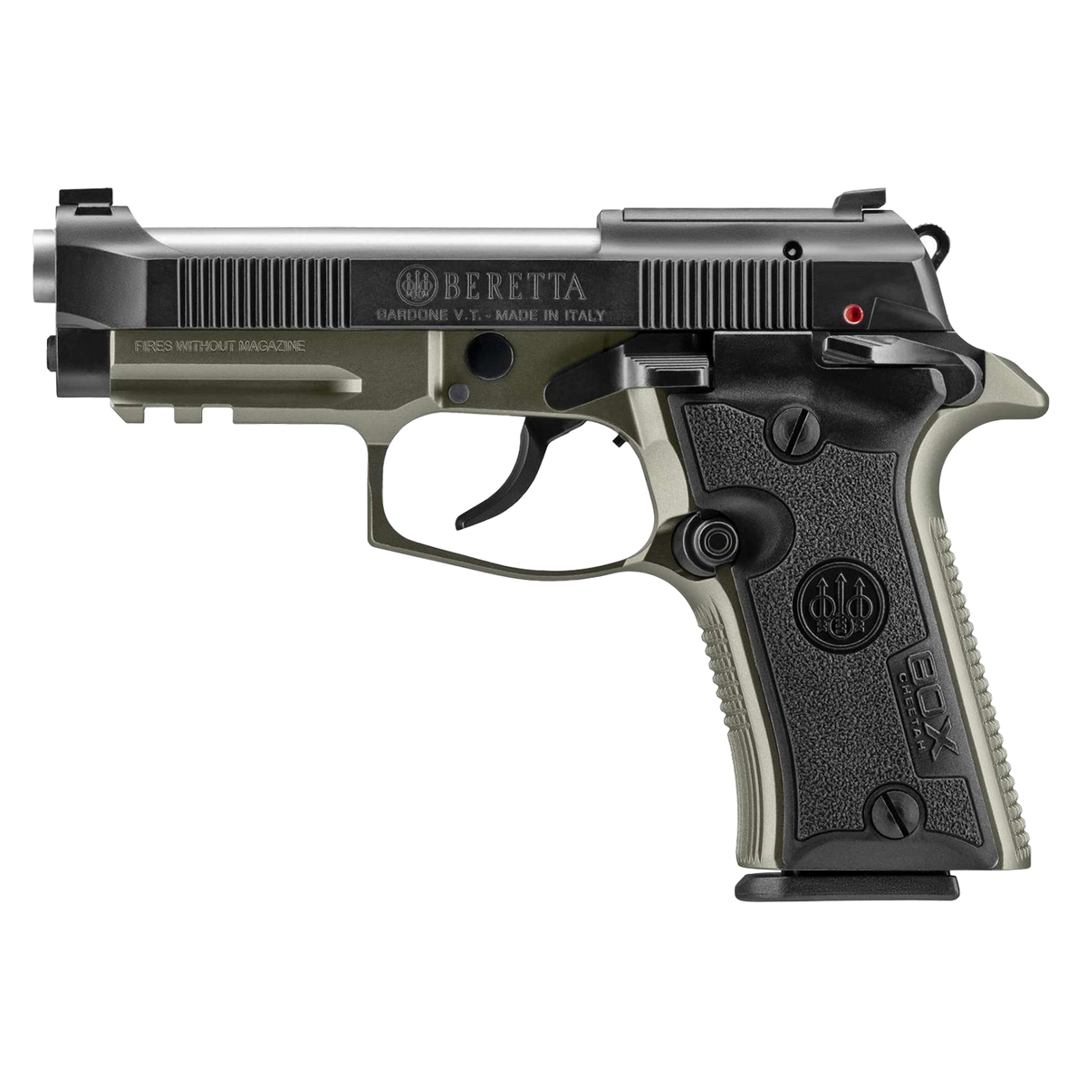 Beretta 80X Cheetah 380 Auto (ACP) 3.9in OD Green/Matte Black Pistol - 13+1 Rounds - Green Beretta 80X Cheetah 380 Auto (ACP) 3.9in OD Green/Matte Black Pistol - 13+1 Rounds - Green
