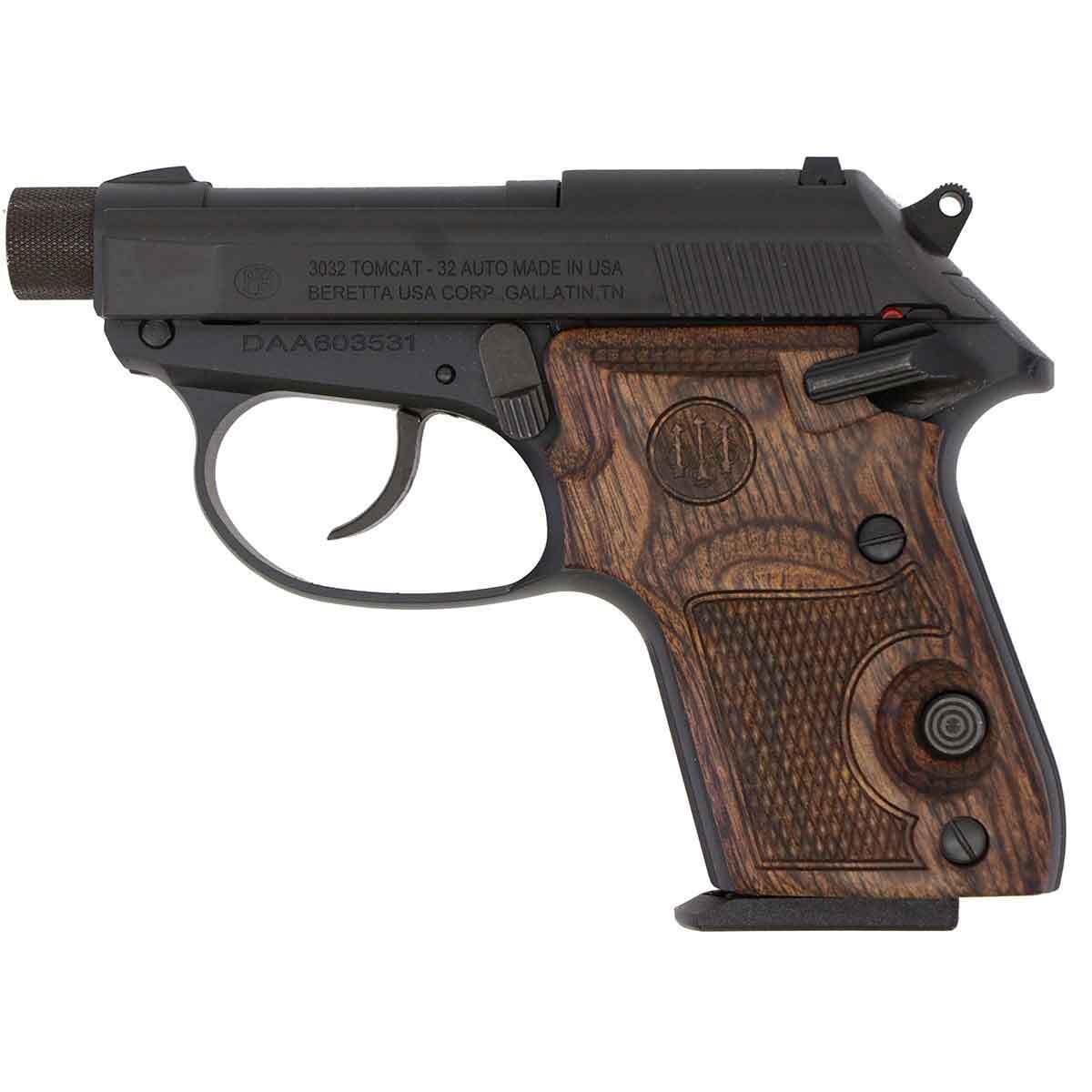 Beretta Tomcat Black/Walnut 32 Auto (ACP) 2.9in Pistol - 7+1 Rounds - Black Beretta Tomcat Black/Walnut 32 Auto (ACP) 2.9in Pistol - 7+1 Rounds - Black