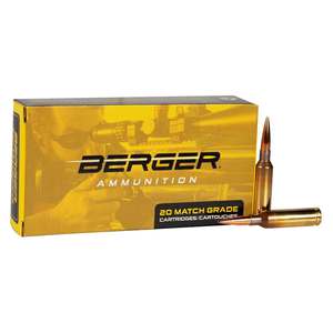 Berger Hybrid Long Range Hybrid Target 6mm Creedmoor 109gr JHP Rifle Ammo - 20 Rounds
