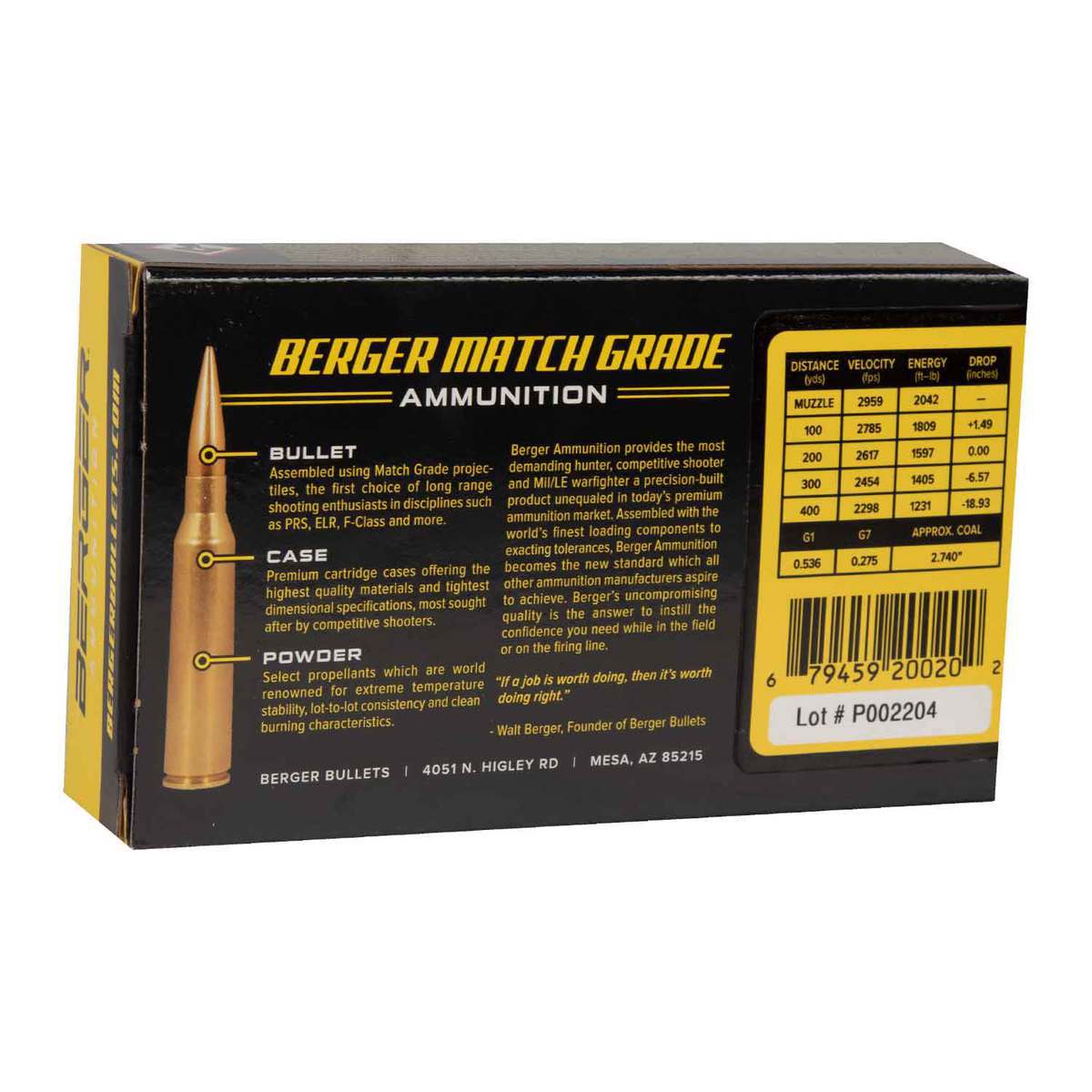 Berger Bullets Hybrid Target 6mm Creedmoor 105gr JHP Rifle Ammo - 20 Rounds Berger Bullets Hybrid Target 6mm Creedmoor 105gr JHP Rifle Ammo - 20 Rounds