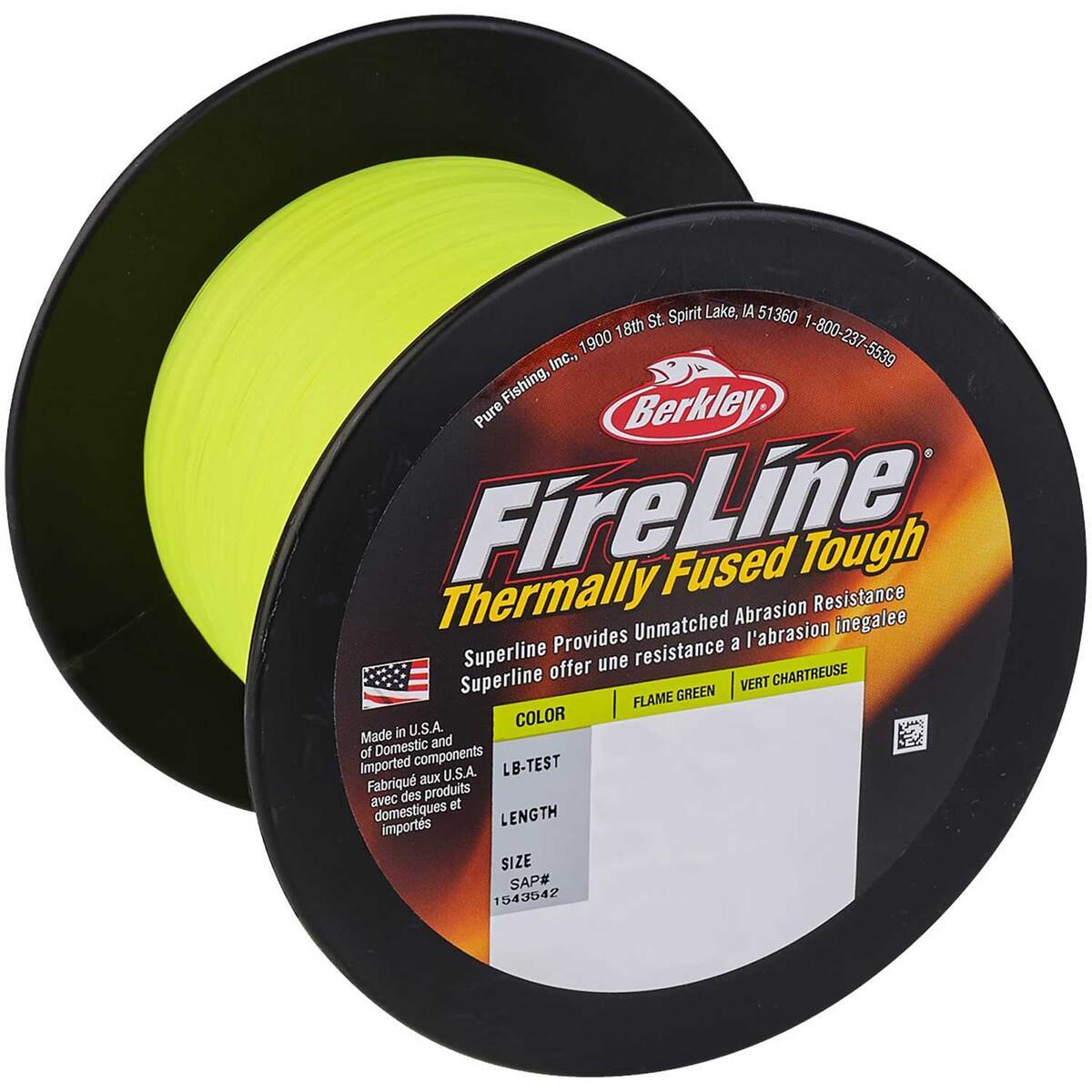 Berkley FireLine Braided Fishing Line - Flame Green, 1500yds Berkley FireLine Braided Fishing Line - Flame Green, 1500yds