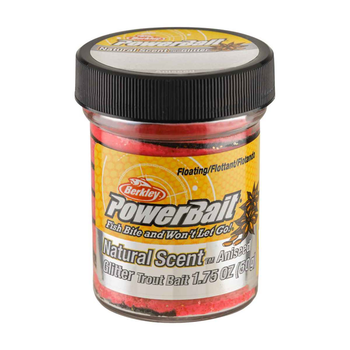 Berkley PowerBait Natural Scent Trout Dough Bait - Glitter Black/Red Fluorescent, Aniseed Scent - Glitter Black/Red Fluorescent 1-3/4oz Berkley PowerBait Natural Scent Trout Dough Bait - Glitter Black/Red Fluorescent, Aniseed Scent - Glitter Black/Red Fluorescent 1-3/4oz