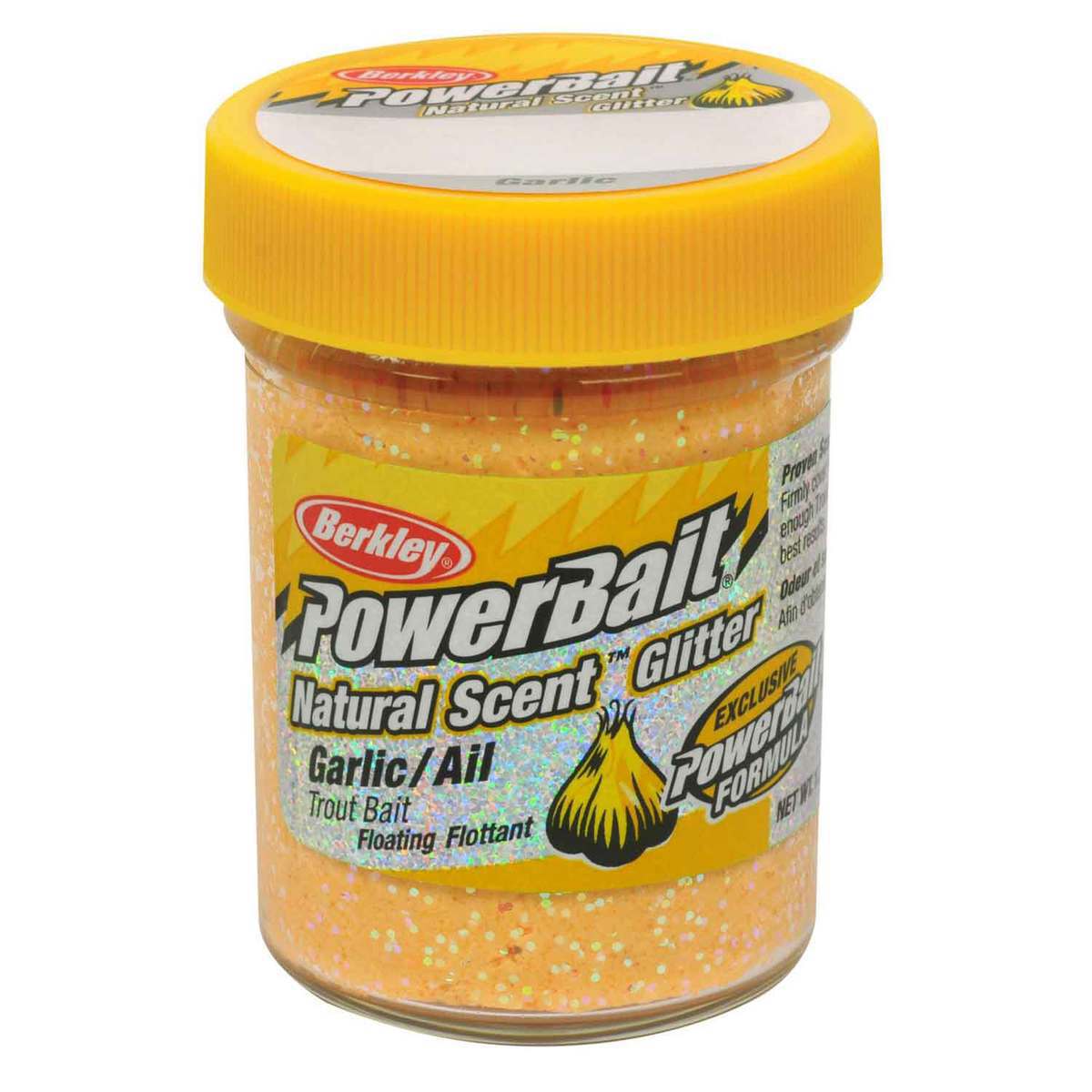 Berkley PowerBait Natural Scent Trout Dough Bait - Glitter Yellow, Garlic Scent - Glitter Yellow 1-3/4oz Berkley PowerBait Natural Scent Trout Dough Bait - Glitter Yellow, Garlic Scent - Glitter Yellow 1-3/4oz