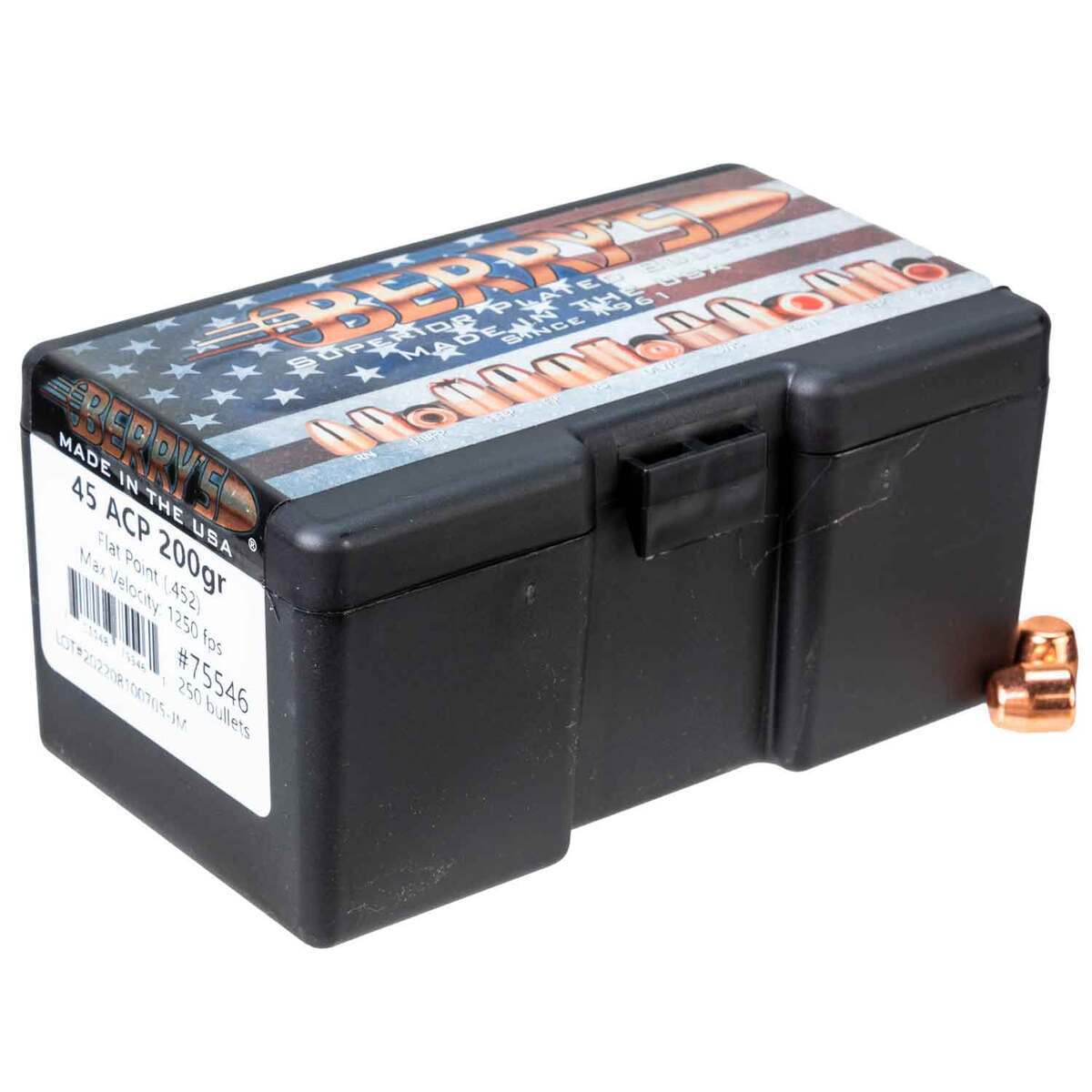 Berry's Mfg .45 ACP FMJ Flat Point 200gr Reloading Bullets - 250 Count Berry's Mfg .45 ACP FMJ Flat Point 200gr Reloading Bullets - 250 Count