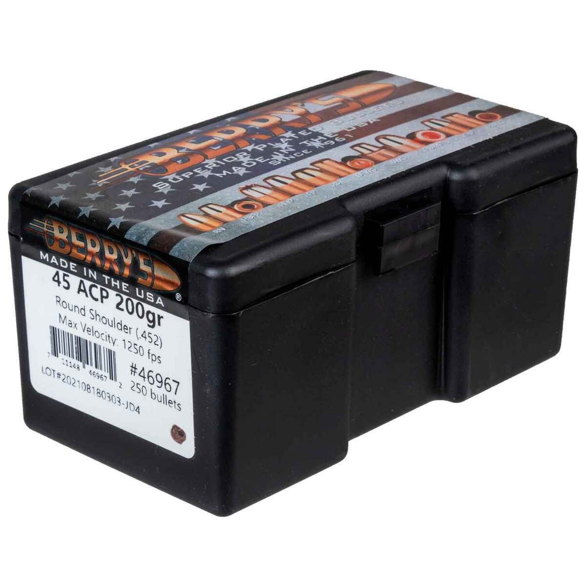 Berry's Mfg .45 ACP FMJ Round Shoulder 200gr Reloading Bullets - 250 Count Berry's Mfg .45 ACP FMJ Round Shoulder 200gr Reloading Bullets - 250 Count