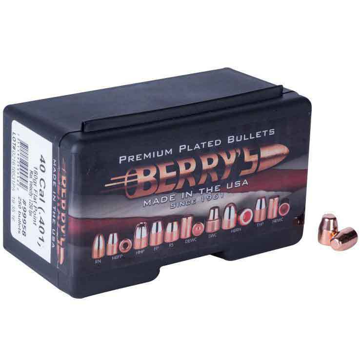 Berry's Preferred Plated 40cal 180gr FP Double-Struck Reloading Bullets Berry's Preferred Plated 40cal 180gr FP Double-Struck Reloading Bullets
